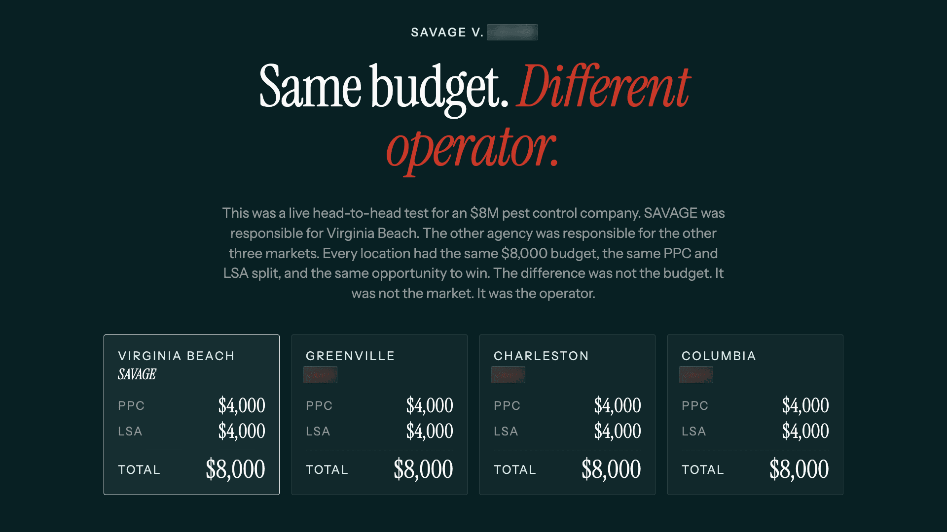 SAVAGE versus redacted competing agency audit cover